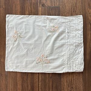 Vintage Laura Ashley Lifestyles Light Green Embroidered Cotton Pillowcase - READ